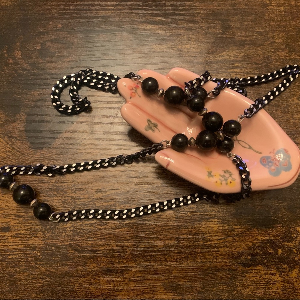 Elegant Vintage 90’s Black Beaded Necklace